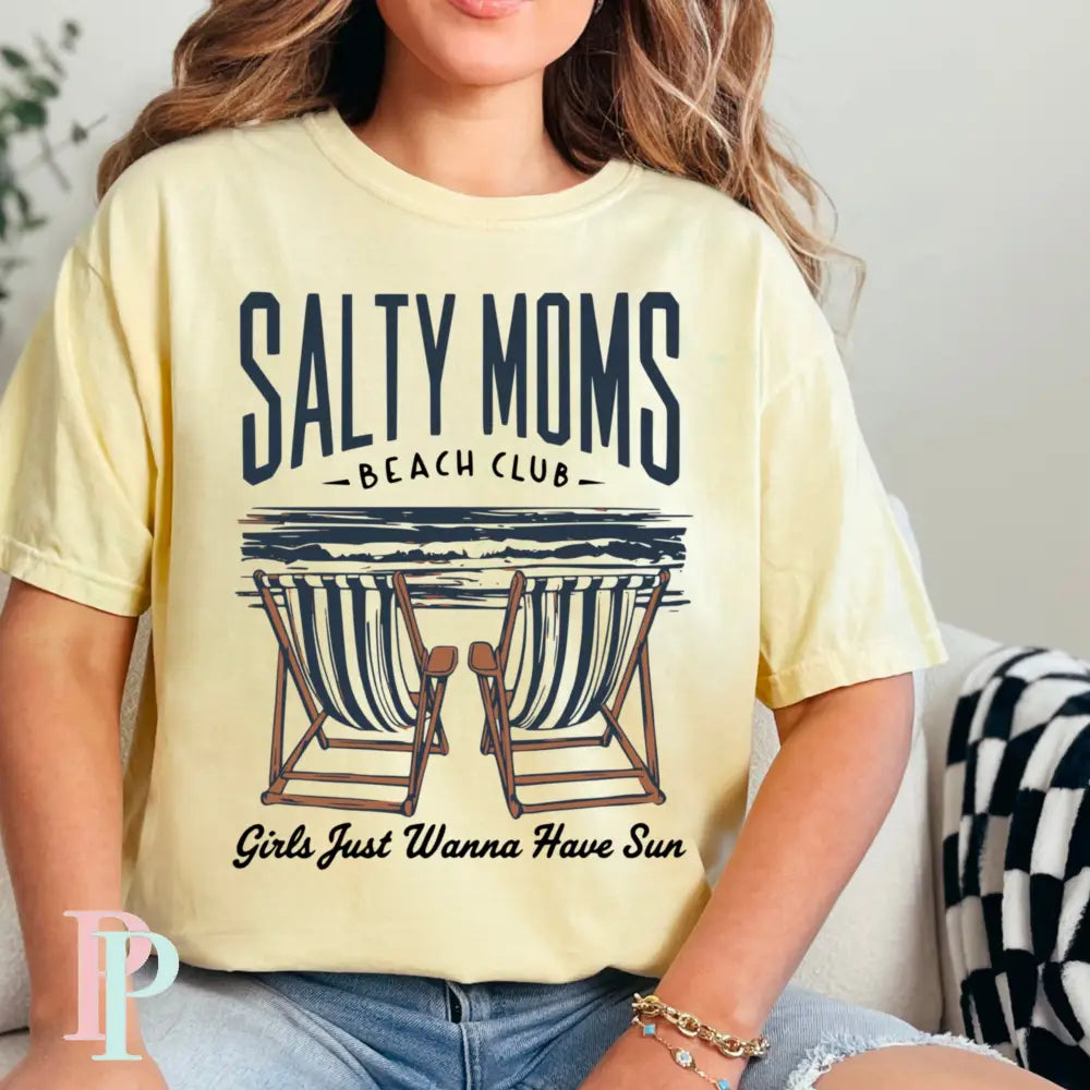 Salty Moms Beach Club Comfort Color Graphic Tee BANANA / SMALL