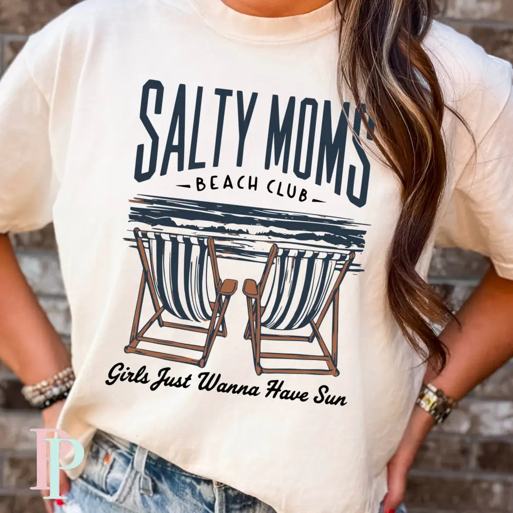 Salty Moms Beach Club Comfort Color Graphic Tee IVORY / SMALL