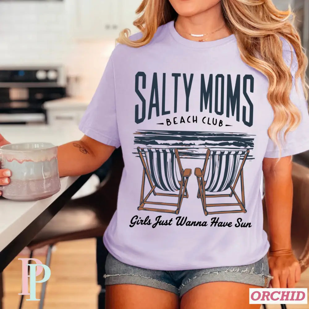 Salty Moms Beach Club Comfort Color Graphic Tee ORCHID / SMALL