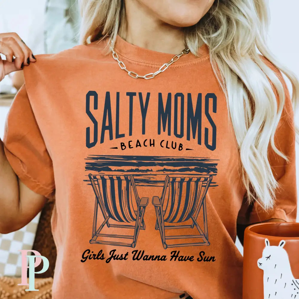 Salty Moms Beach Club Comfort Color Graphic Tee YAM / SMALL