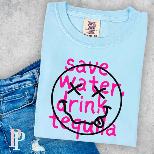 Save Water Drink Tequila Comfort Color Graphic Tee