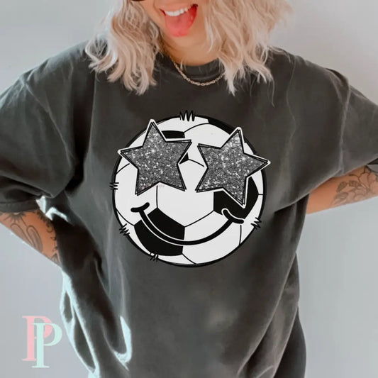 Soccer Preppy Face Comfort Color Graphic Tee