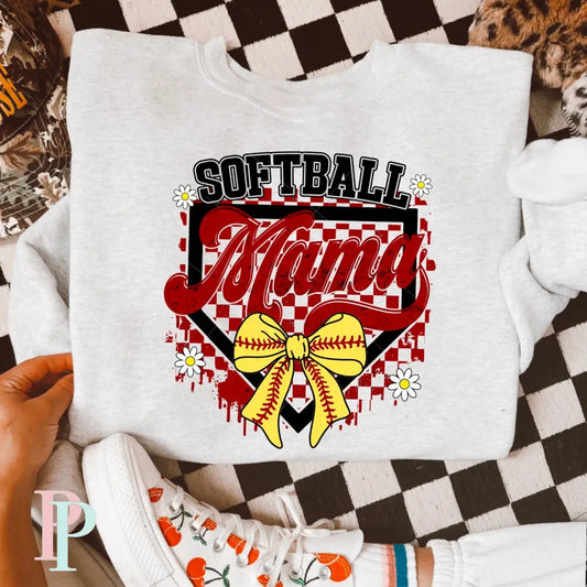 Softball Mama Checkered Homeplate DTF Transfer