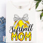 Softball Mom Polka Dot Bow DTF Transfer