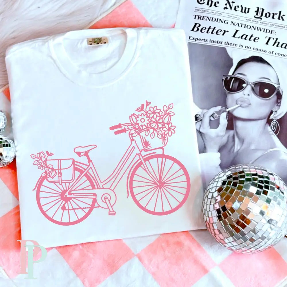 Spring Bicycle Screen Print Transfer