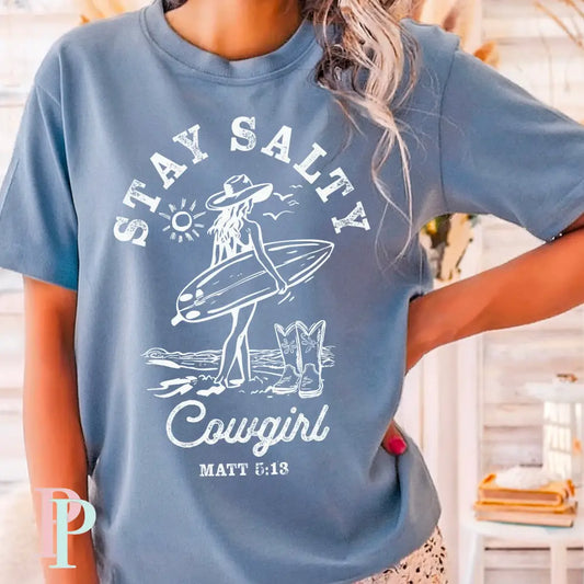 Stay Salty Cowgirl Matthew 5:13 Screen Print Transfer