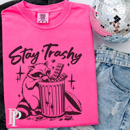 Stay Trashy Comfort Color Graphic Tee As Pictured Is Neon Pink