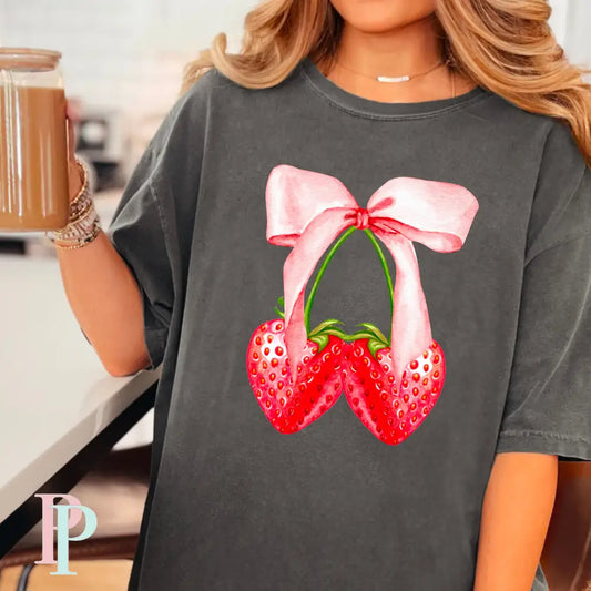 Strawberry Coquette Bow DTF Transfer