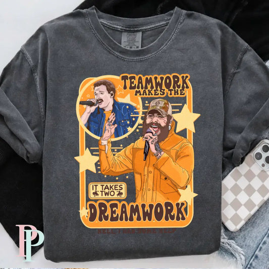 Teamwork Makes The Dreamwork Orange Comfort Color Graphic Tee