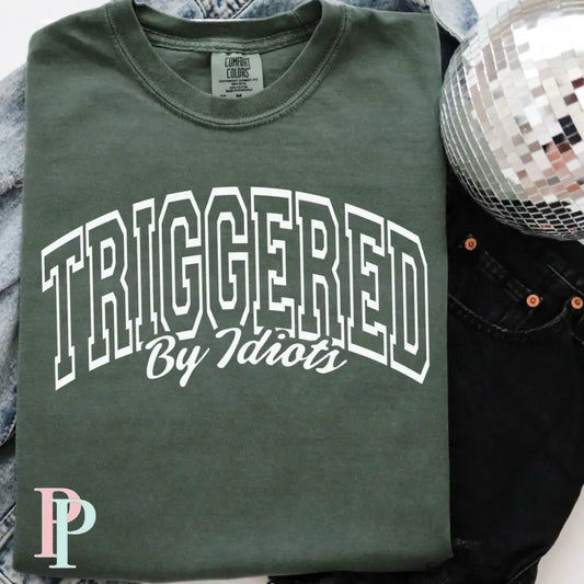Triggered By Idiots Comfort Color Graphic Tee