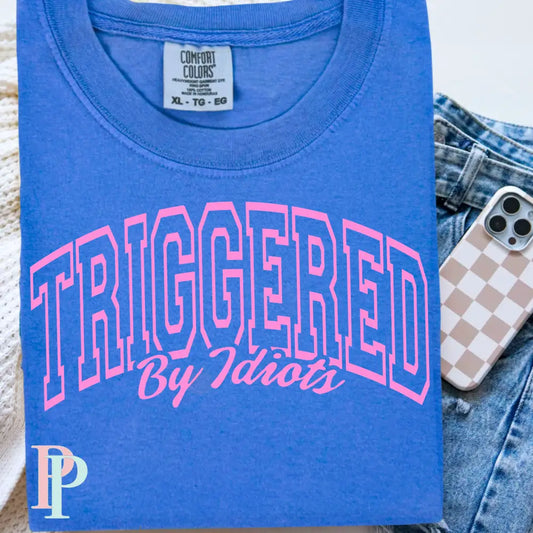 Triggered By Idiots Comfort Color Graphic Tee