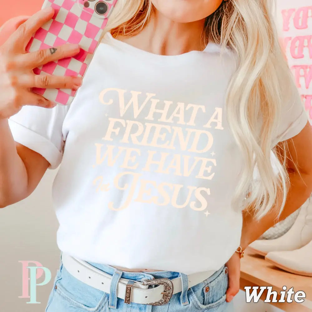What A Friend We Have In Jesus Comfort Color Graphic Tee WHITE / SMALL