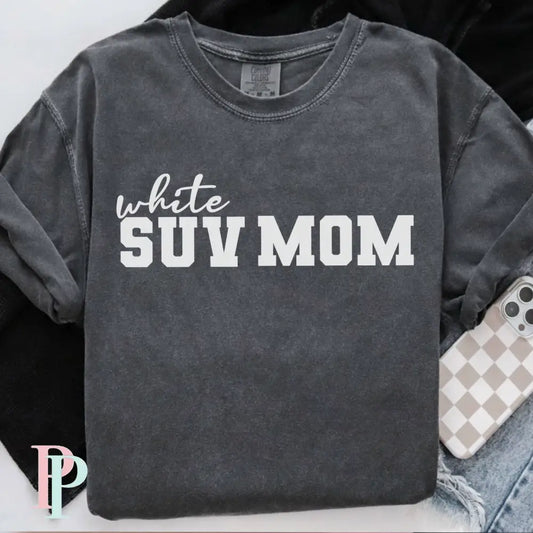 White SUV Mom Comfort Color Graphic Tee