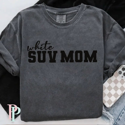 White SUV Mom Comfort Color Graphic Tee