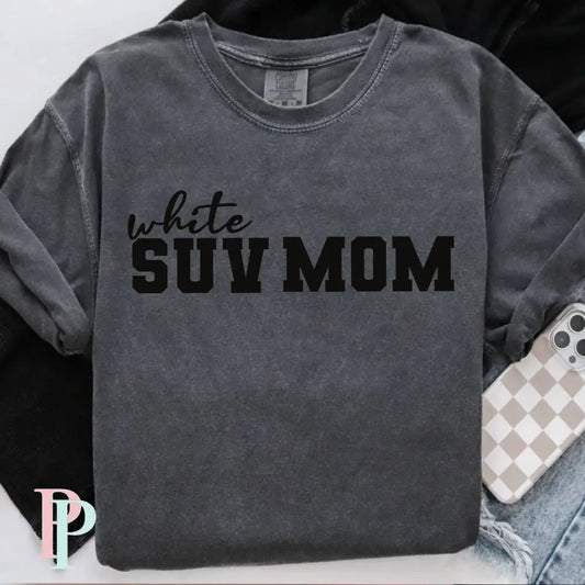 White SUV Mom Comfort Color Graphic Tee